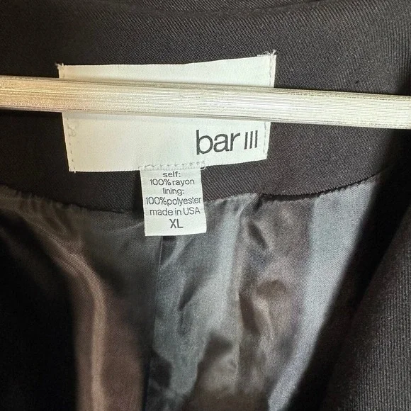Bar III Black Ruched Sleeve Blazer Jacket XL - Picture 5 of 9